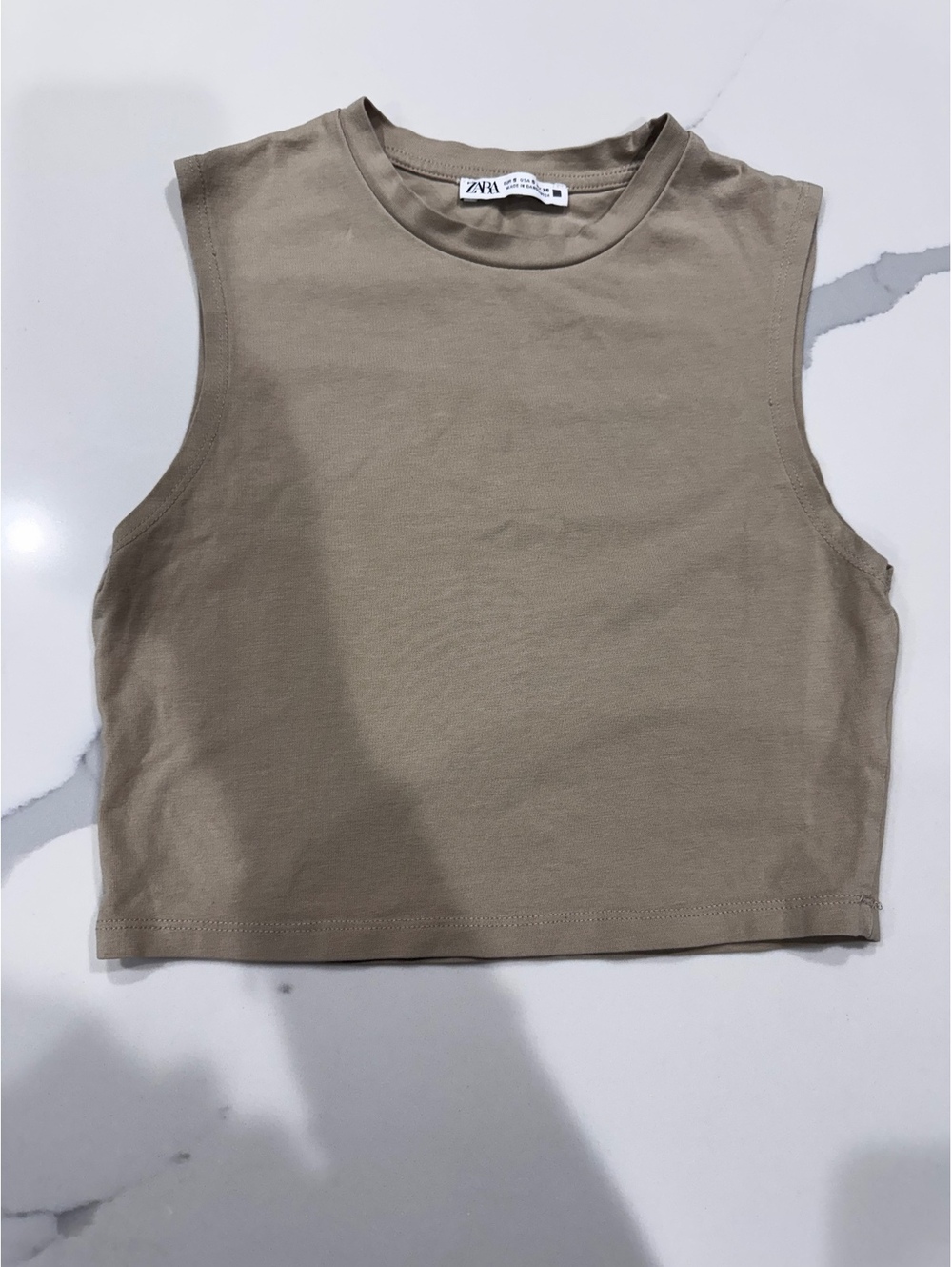 Zara Beige Cropped Tank Top | Sleeveless | Size S | Minimalist Y2K